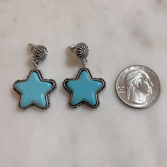 Faux Turquoise Earrings - Picture 2 of 2